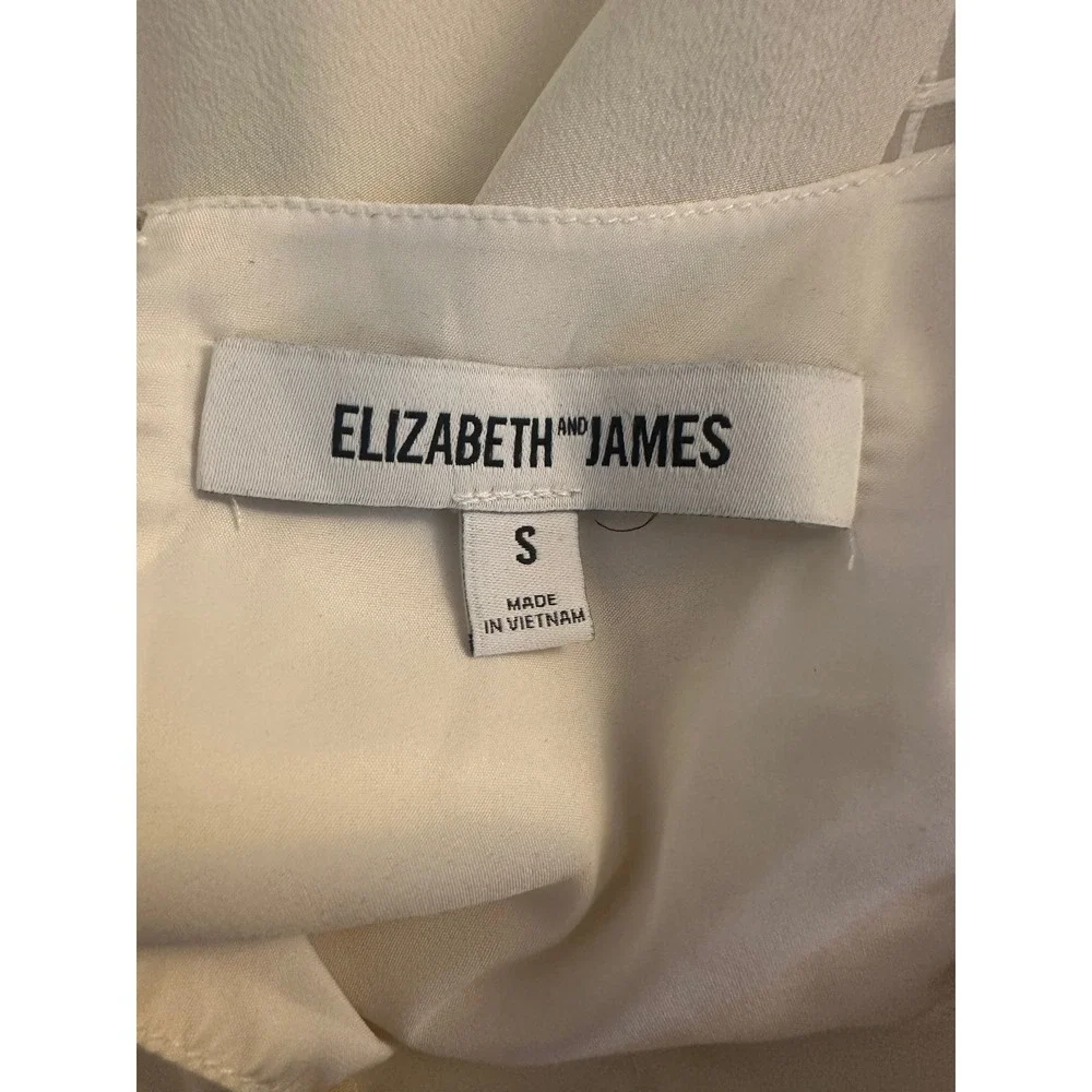 Elizabeth and James Women's Cream Grid Mesh Mixed Media Sleeveless Crop Top S